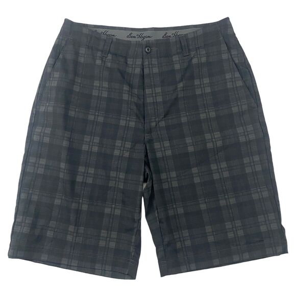 Ben Hogan Performance Golf Shorts Gray Plaid Size 32 100% Polyester 10” Inseam - Picture 1 of 7